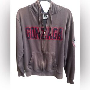 GONZAGA Bulldogs Stadium Athletics Logo Long Sleeve Zip Men’s Hoodie SZ M Brown
